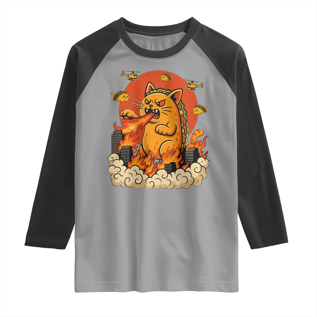 Tacocat Monster Raglan Shirt Funny Cats Taco Lovers - undefined
