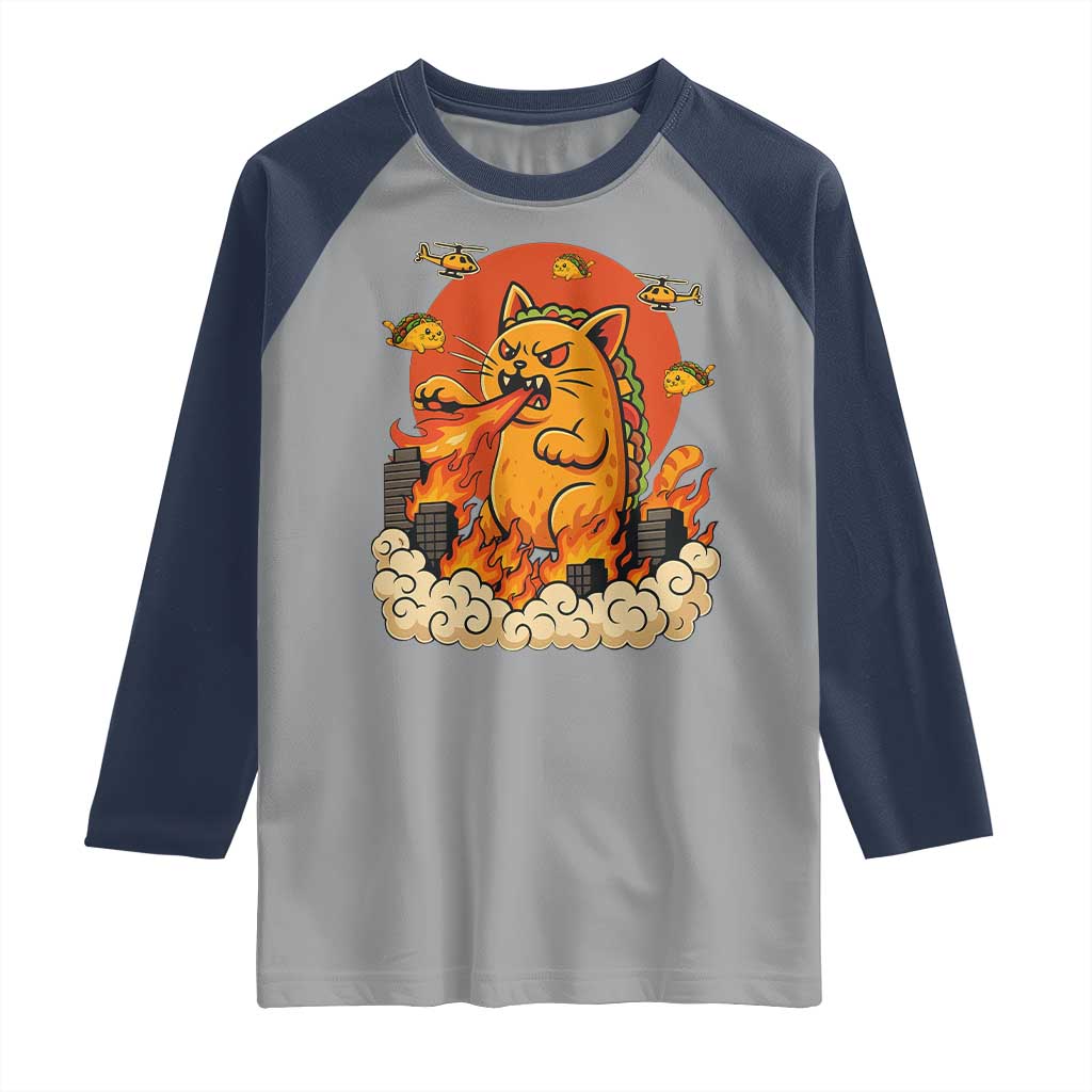 Tacocat Monster Raglan Shirt Funny Cats Taco Lovers - undefined