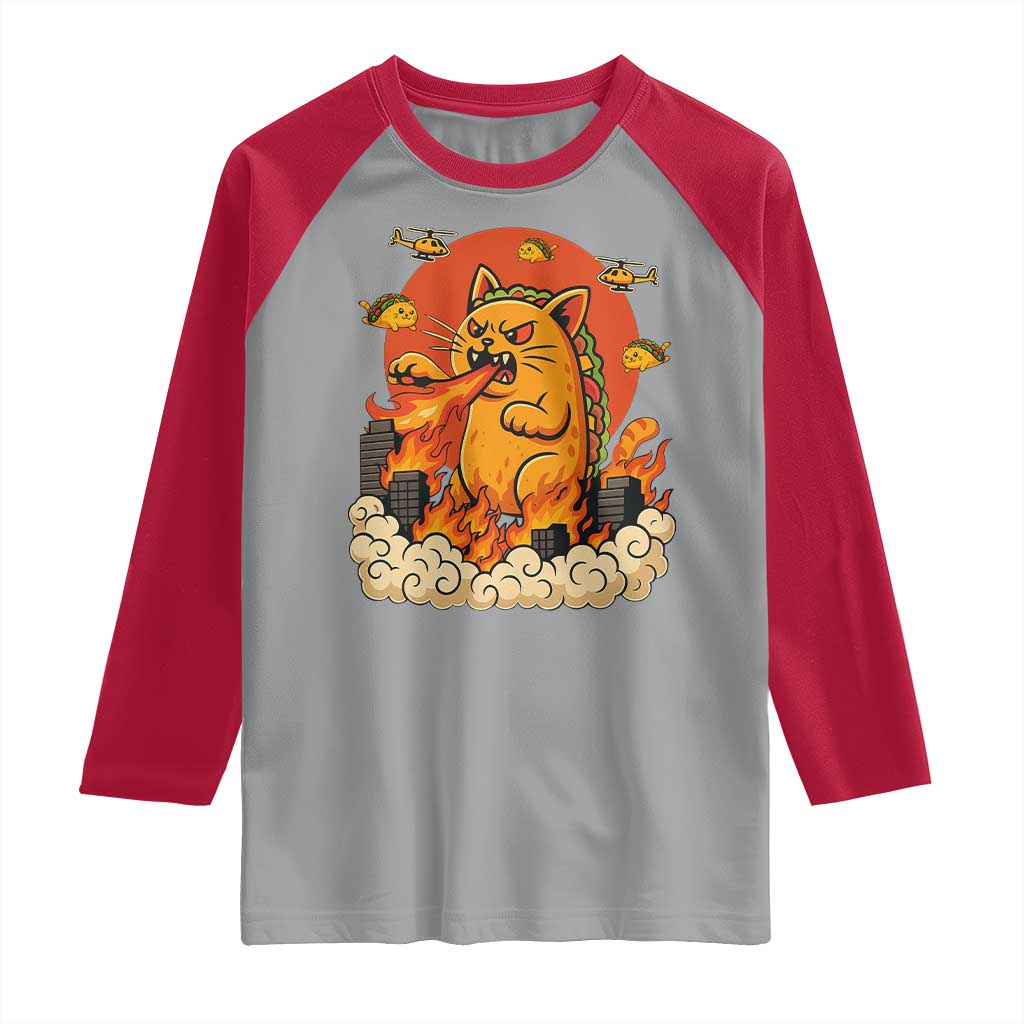 Tacocat Monster Raglan Shirt Funny Cats Taco Lovers - undefined