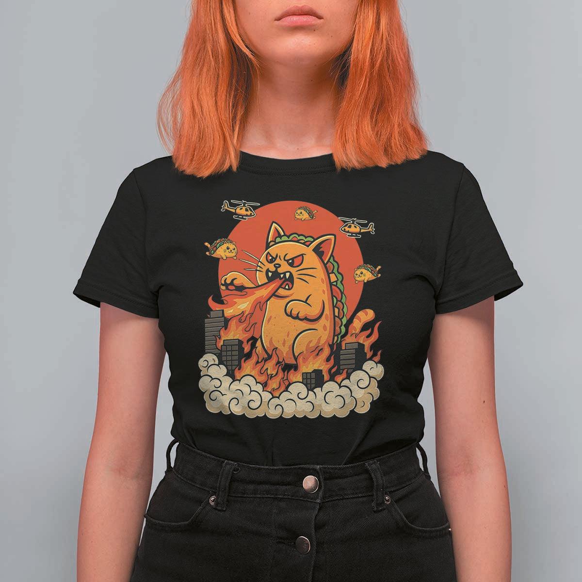 Tacocat Monster T Shirt For Women Funny Cats Taco Lovers - Wonder Print Shop