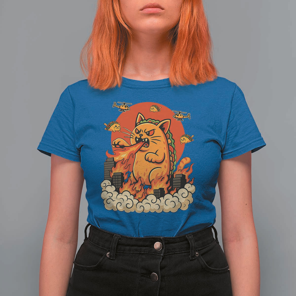 Tacocat Monster T Shirt For Women Funny Cats Taco Lovers - Wonder Print Shop