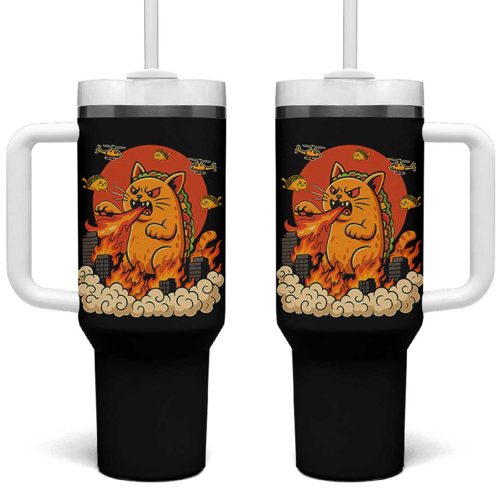 Tacocat Monster Tumbler With Handle Funny Cats Taco Lovers - Wonder Print Shop
