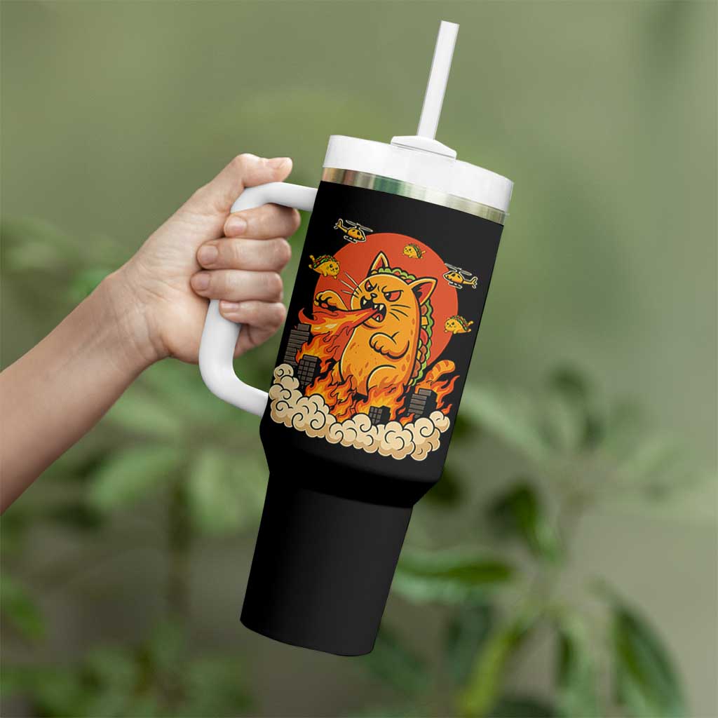 Tacocat Monster Tumbler With Handle Funny Cats Taco Lovers - Wonder Print Shop