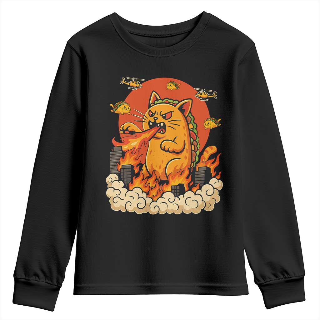 Tacocat Monster Youth Sweatshirt Funny Cats Taco Lovers - Wonder Print Shop