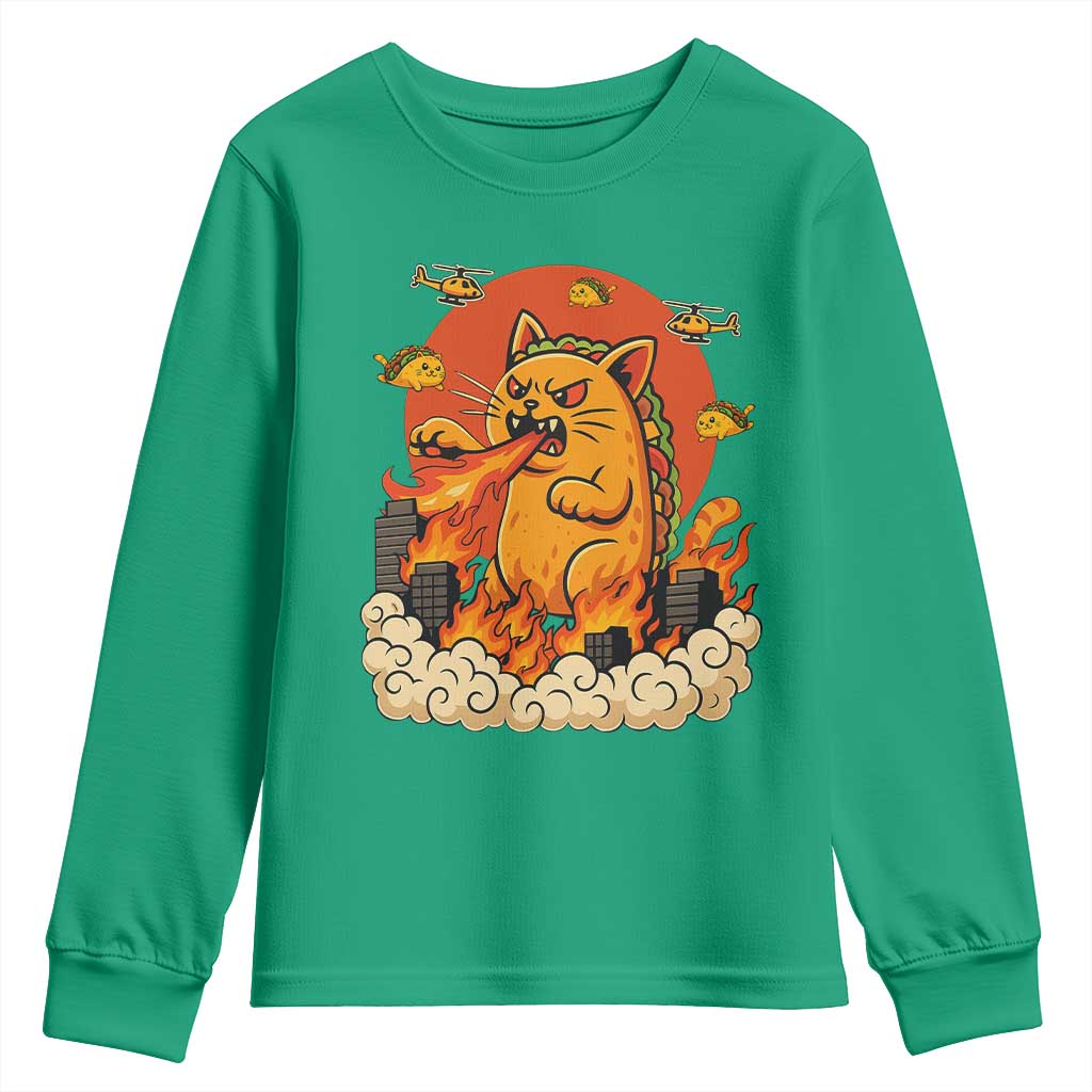 Tacocat Monster Youth Sweatshirt Funny Cats Taco Lovers - Wonder Print Shop