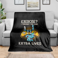 Funny Gamer Skeleton Hand Throw Blanket Exercise I Thought You Said Extra Lives - Wonder Print Shop