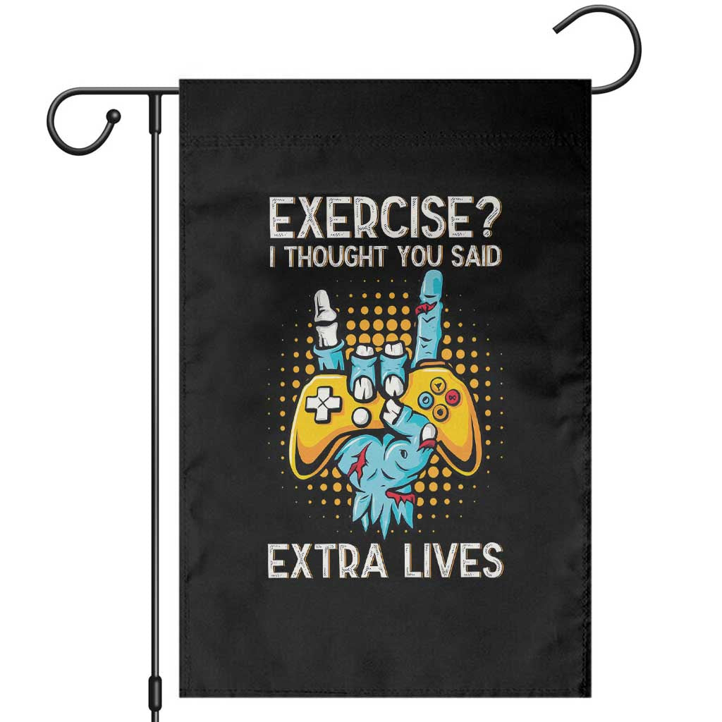 Funny Gamer Skeleton Hand Garden Flag Exercise I Thought You Said Extra Lives - Wonder Print Shop