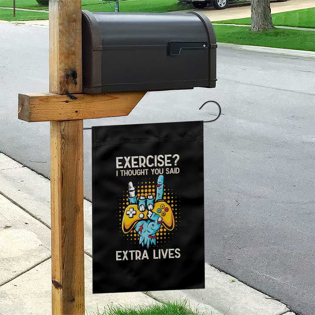 Funny Gamer Skeleton Hand Garden Flag Exercise I Thought You Said Extra Lives - Wonder Print Shop