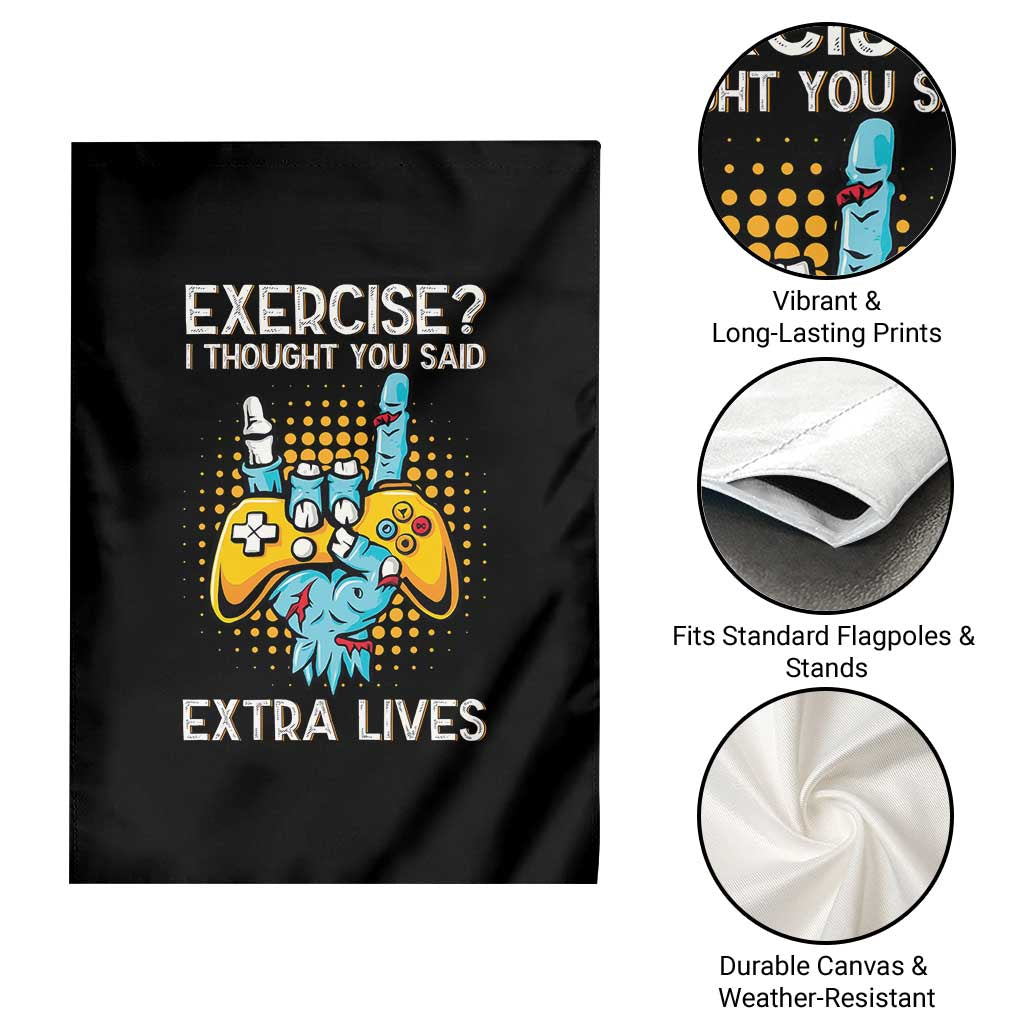 Funny Gamer Skeleton Hand Garden Flag Exercise I Thought You Said Extra Lives - Wonder Print Shop