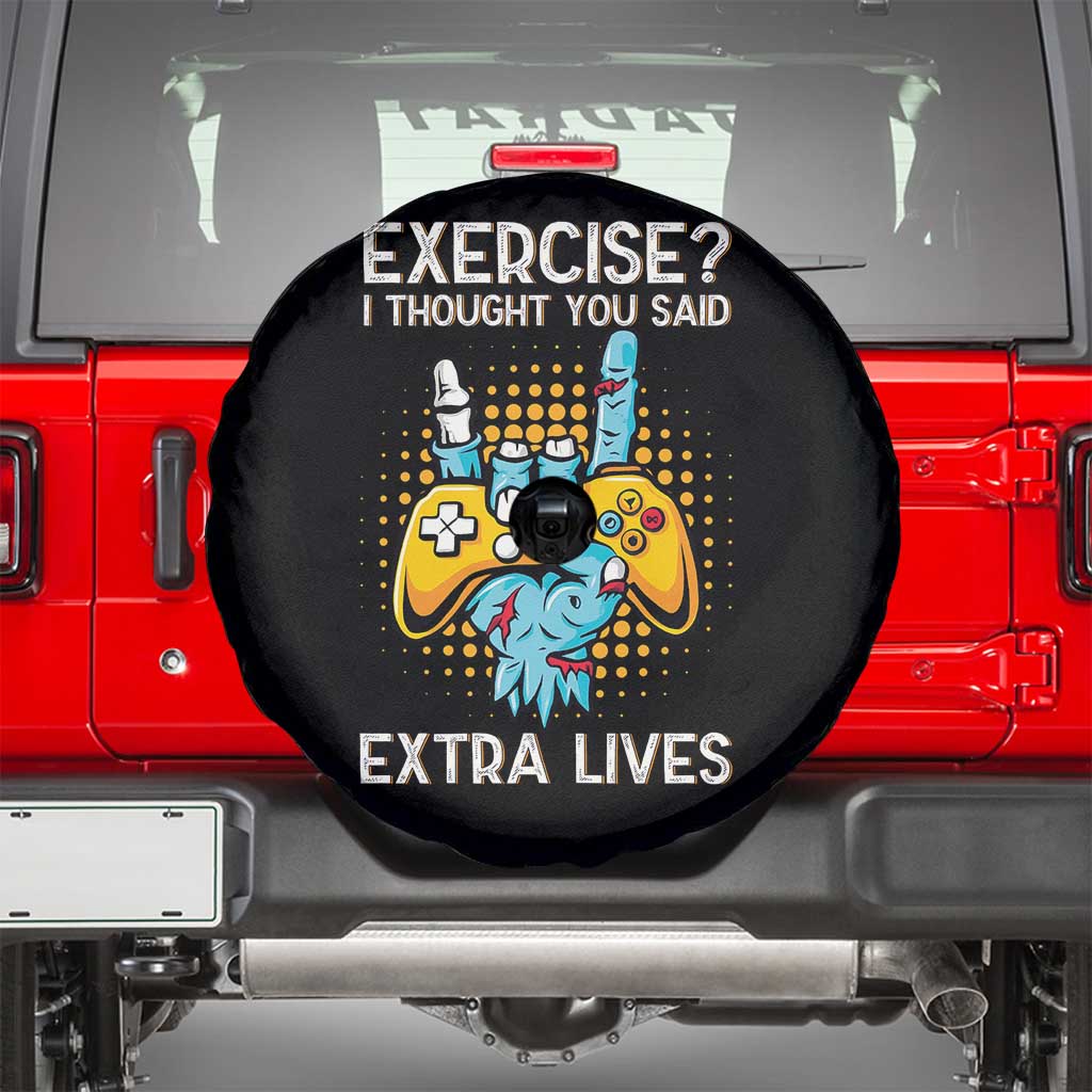 Funny Gamer Skeleton Hand Spare Tire Cover Exercise I Thought You Said Extra Lives - Wonder Print Shop