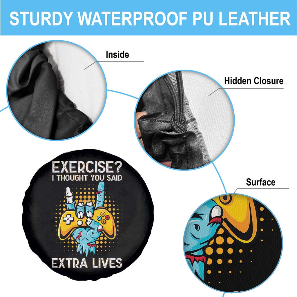Funny Gamer Skeleton Hand Spare Tire Cover Exercise I Thought You Said Extra Lives - Wonder Print Shop