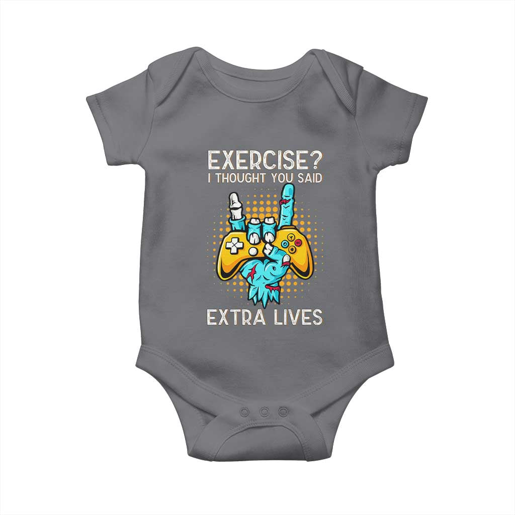 Funny Gamer Skeleton Hand Baby Onesie Exercise I Thought You Said Extra Lives - Wonder Print Shop