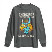 Funny Gamer Skeleton Hand Long Sleeve Shirt Exercise I Thought You Said Extra Lives - Wonder Print Shop