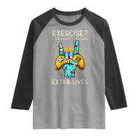 Funny Gamer Skeleton Hand Raglan Shirt Exercise I Thought You Said Extra Lives - Wonder Print Shop