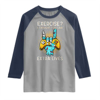 Funny Gamer Skeleton Hand Raglan Shirt Exercise I Thought You Said Extra Lives - Wonder Print Shop