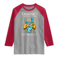 Funny Gamer Skeleton Hand Raglan Shirt Exercise I Thought You Said Extra Lives - Wonder Print Shop