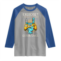 Funny Gamer Skeleton Hand Raglan Shirt Exercise I Thought You Said Extra Lives - Wonder Print Shop