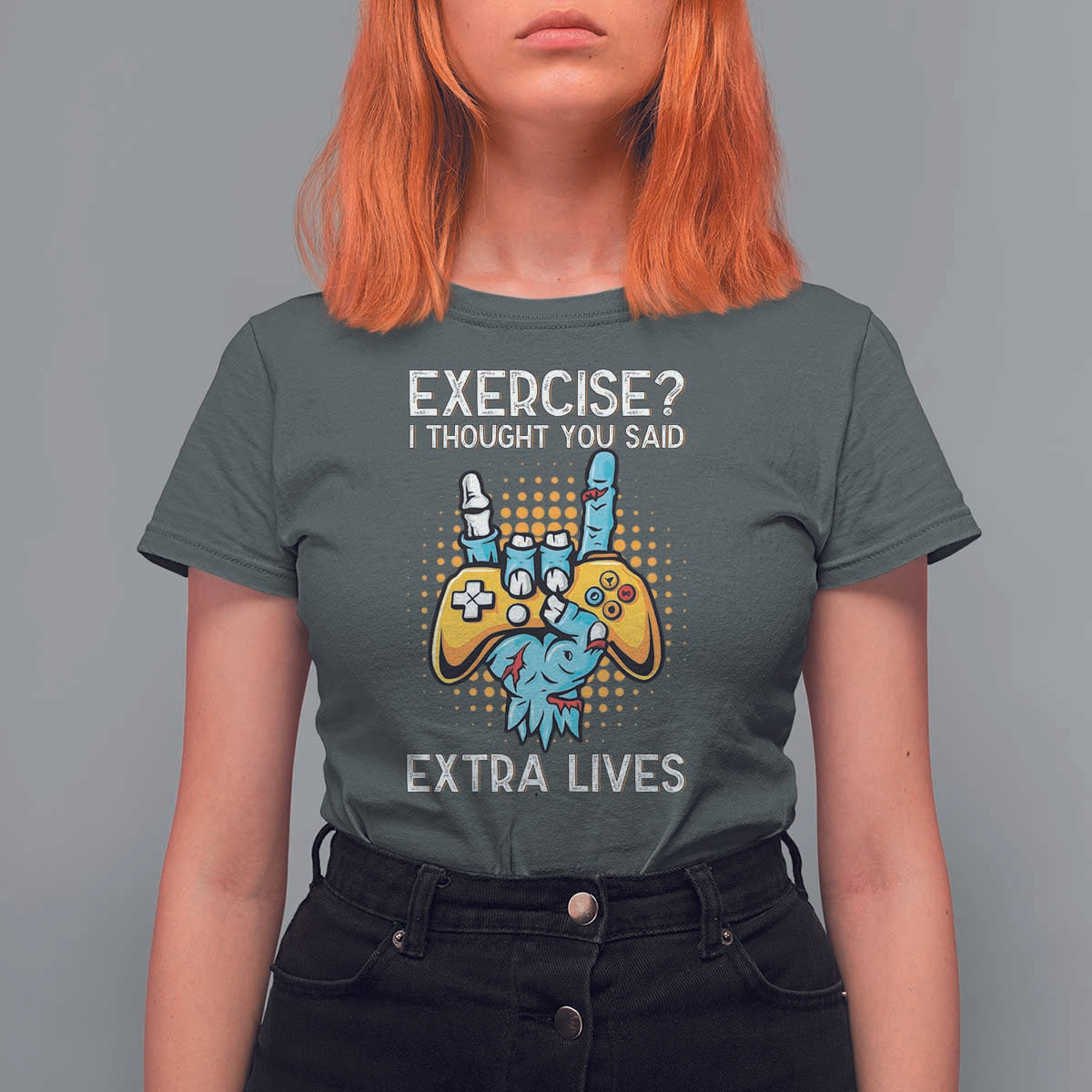 Funny Gamer Skeleton Hand T Shirt For Women Exercise I Thought You Said Extra Lives - Wonder Print Shop
