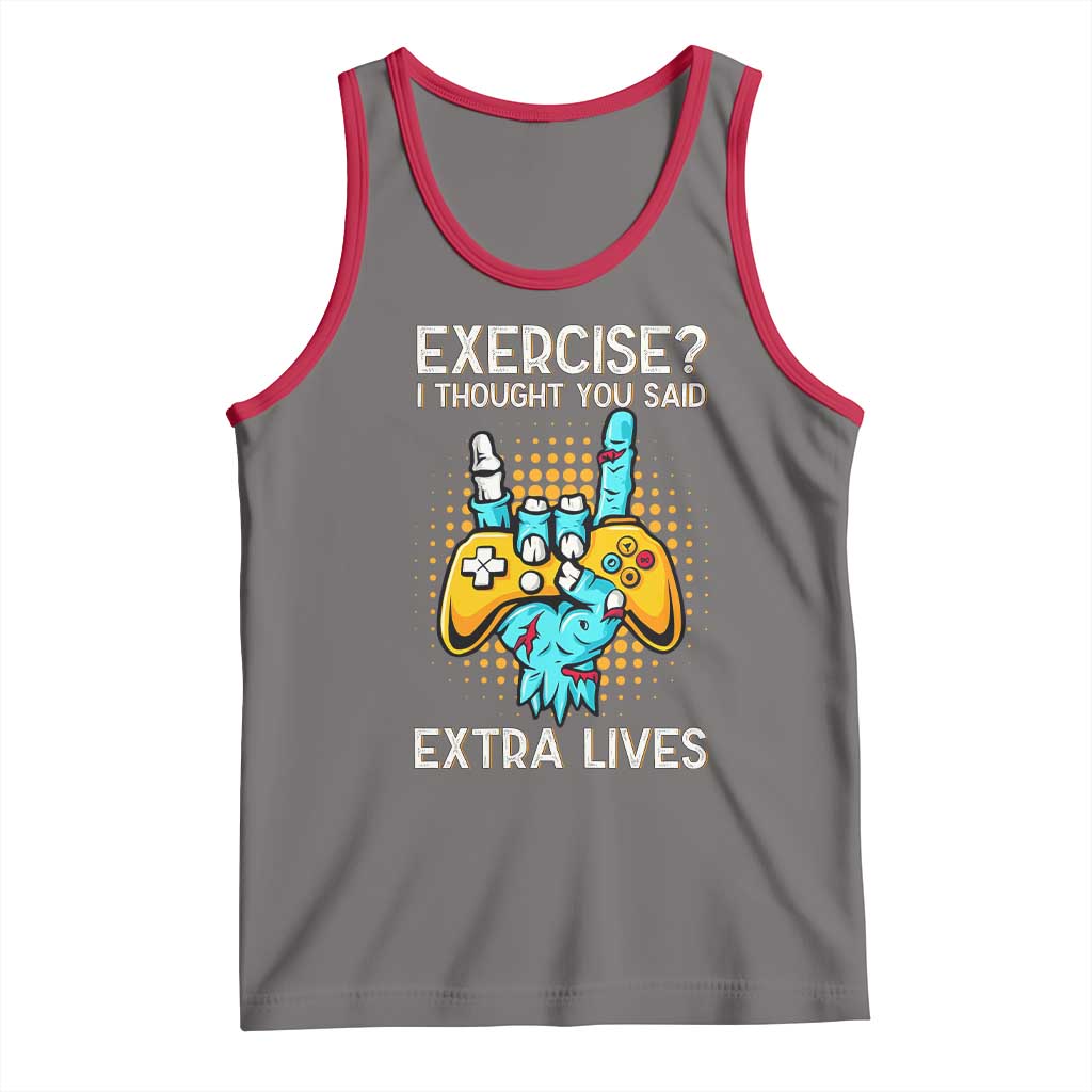 Funny Gamer Skeleton Hand Tank Top Exercise I Thought You Said Extra Lives - Wonder Print Shop