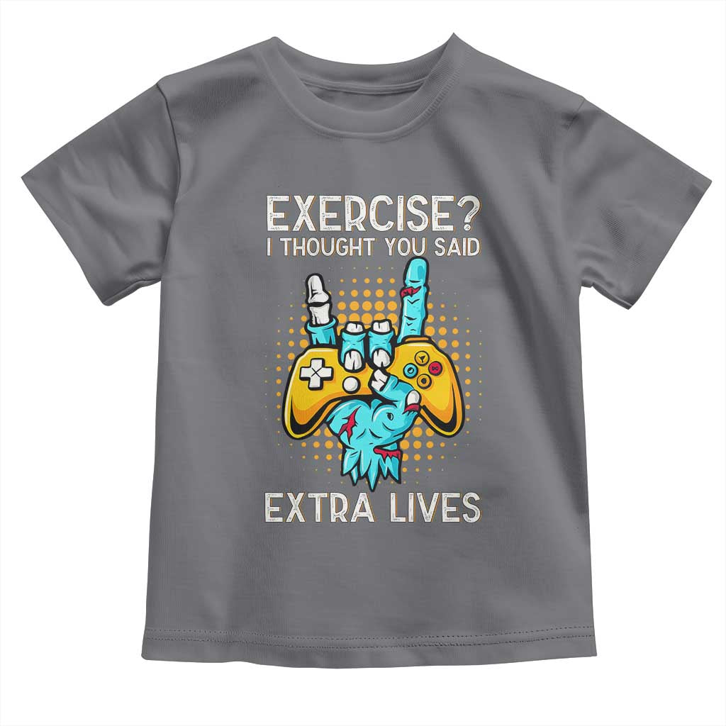 Funny Gamer Skeleton Hand Toddler T Shirt Exercise I Thought You Said Extra Lives - Wonder Print Shop