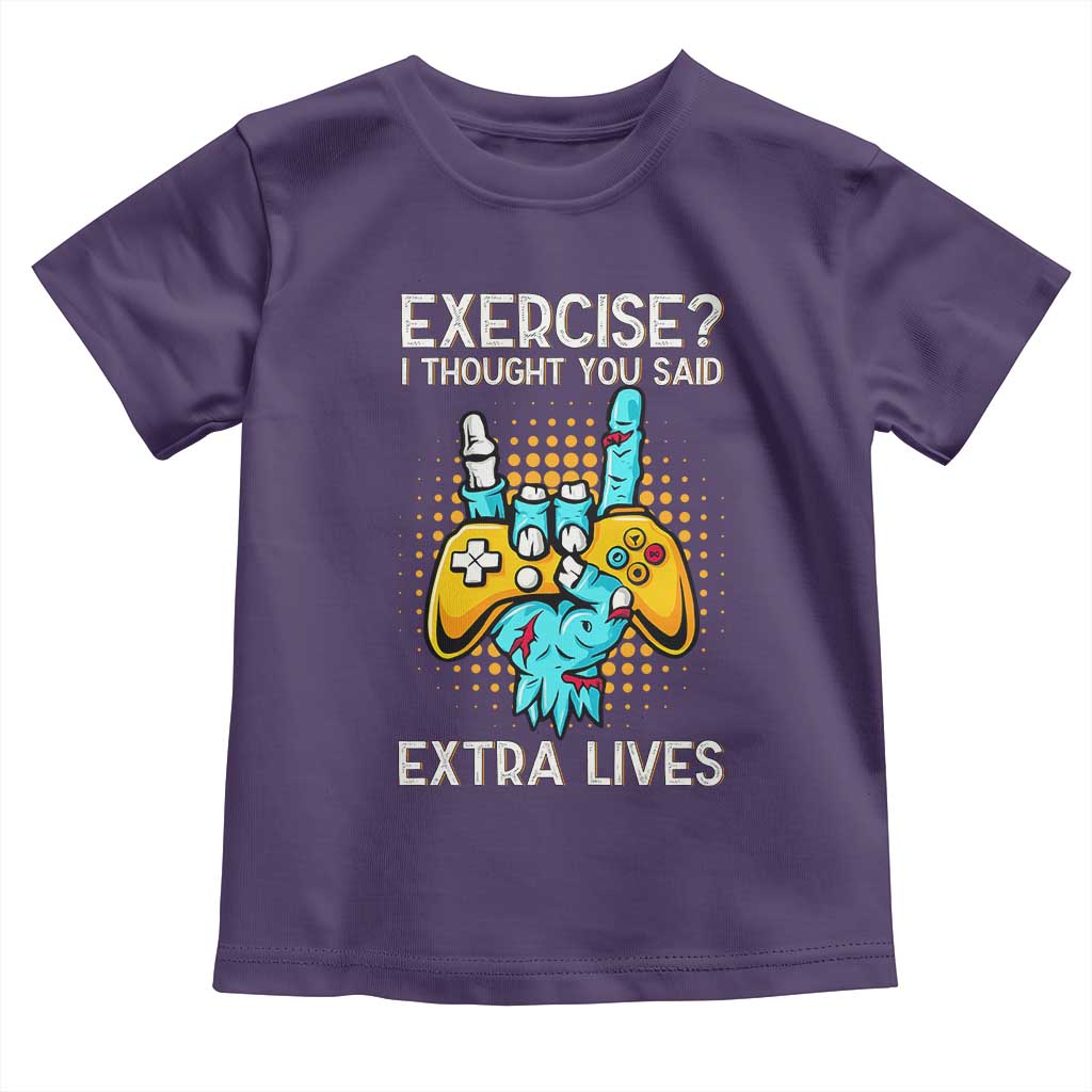 Funny Gamer Skeleton Hand Toddler T Shirt Exercise I Thought You Said Extra Lives - Wonder Print Shop