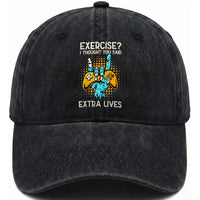 Funny Gamer Skeleton Hand Washed Cotton Baseball Cap Exercise I Thought You Said Extra Lives