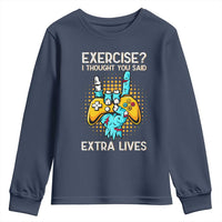 Funny Gamer Skeleton Hand Youth Sweatshirt Exercise I Thought You Said Extra Lives - Wonder Print Shop