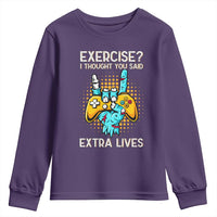 Funny Gamer Skeleton Hand Youth Sweatshirt Exercise I Thought You Said Extra Lives - Wonder Print Shop