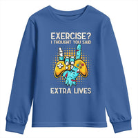 Funny Gamer Skeleton Hand Youth Sweatshirt Exercise I Thought You Said Extra Lives - Wonder Print Shop