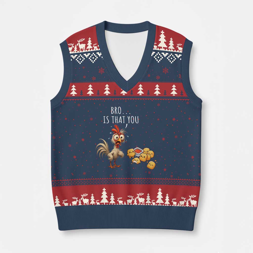 Funny Chicken V-Neck Knit Sweater Vest Is That You Bro - Wonder Print Shop