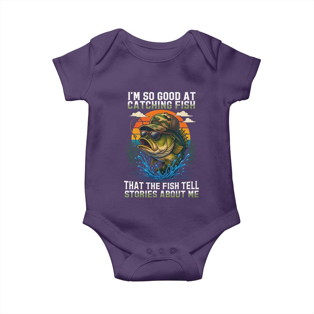 Funny Bass Fishing Baby Onesie I Am So Good At Catching Fish That The Fish Tell Stories About Me - Wonder Print Shop