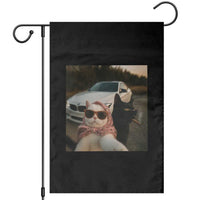 Cats Selfie Meme Garden Flag Funny Black Cat Smoking Cigarette With Car - Wonder Print Shop