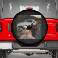 Cats Selfie Meme Spare Tire Cover Funny Black Cat Smoking Cigarette With Car - Wonder Print Shop