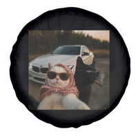 Cats Selfie Meme Spare Tire Cover Funny Black Cat Smoking Cigarette With Car - Wonder Print Shop