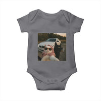 Cats Selfie Meme Baby Onesie Funny Black Cat Smoking Cigarette With Car - Wonder Print Shop