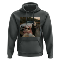 Cats Selfie Meme Hoodie Funny Black Cat Smoking Cigarette With Car - Wonder Print Shop