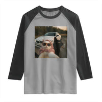 Cats Selfie Meme Raglan Shirt Funny Black Cat Smoking Cigarette With Car - Wonder Print Shop