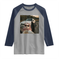 Cats Selfie Meme Raglan Shirt Funny Black Cat Smoking Cigarette With Car - Wonder Print Shop