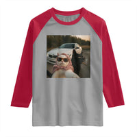Cats Selfie Meme Raglan Shirt Funny Black Cat Smoking Cigarette With Car - Wonder Print Shop