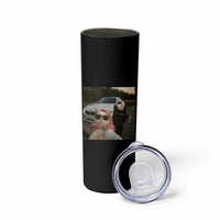 Cats Selfie Meme Skinny Tumbler Funny Black Cat Smoking Cigarette With Car