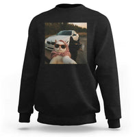 Cats Selfie Meme Sweatshirt Funny Black Cat Smoking Cigarette With Car - Wonder Print Shop