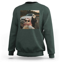 Cats Selfie Meme Sweatshirt Funny Black Cat Smoking Cigarette With Car - Wonder Print Shop
