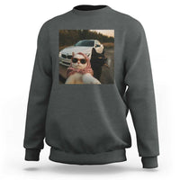 Cats Selfie Meme Sweatshirt Funny Black Cat Smoking Cigarette With Car - Wonder Print Shop
