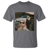 Cats Selfie Meme T Shirt Funny Black Cat Smoking Cigarette With Car - Wonder Print Shop