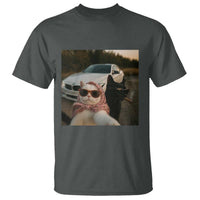 Cats Selfie Meme T Shirt Funny Black Cat Smoking Cigarette With Car - Wonder Print Shop