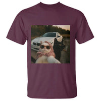 Cats Selfie Meme T Shirt Funny Black Cat Smoking Cigarette With Car - Wonder Print Shop