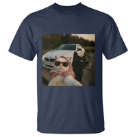 Cats Selfie Meme T Shirt Funny Black Cat Smoking Cigarette With Car - Wonder Print Shop