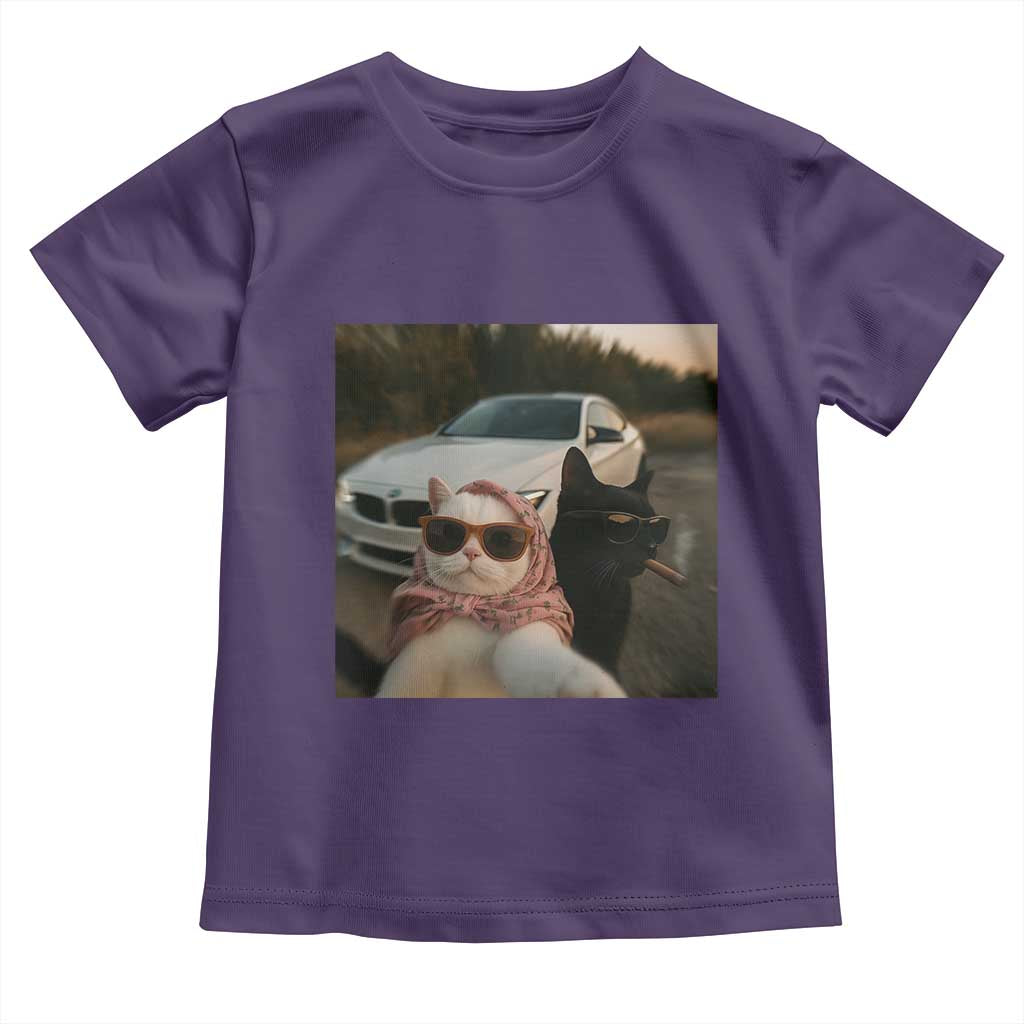 Cats Selfie Meme Toddler T Shirt Funny Black Cat Smoking Cigarette With Car - Wonder Print Shop