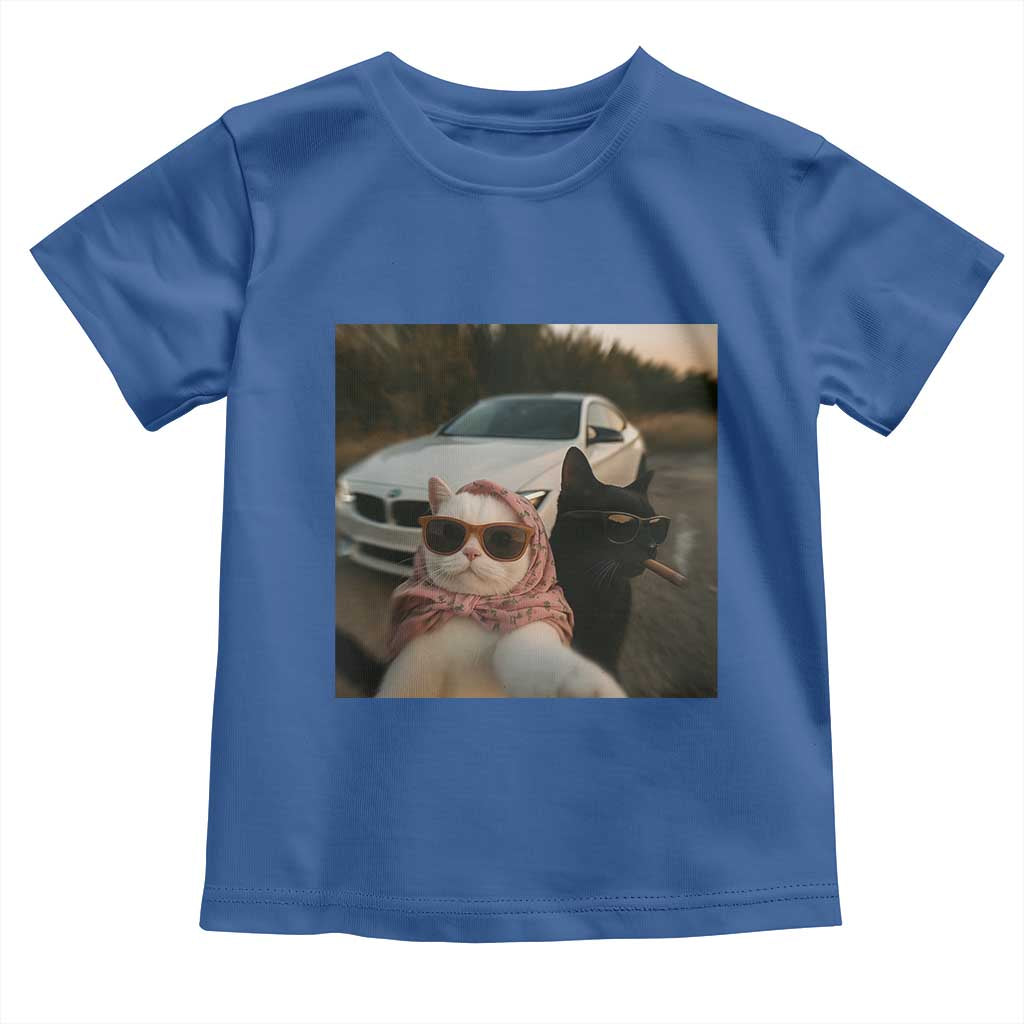 Cats Selfie Meme Toddler T Shirt Funny Black Cat Smoking Cigarette With Car - Wonder Print Shop
