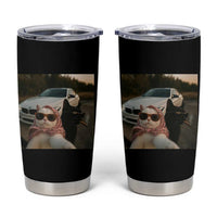 Cats Selfie Meme Tumbler Cup Funny Black Cat Smoking Cigarette With Car